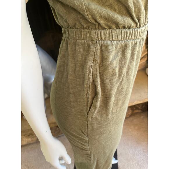 UpWest Short Sleeve V-Neck Green Cotton Jumpsuit with Pockets Size XS - Picture 5 of 8